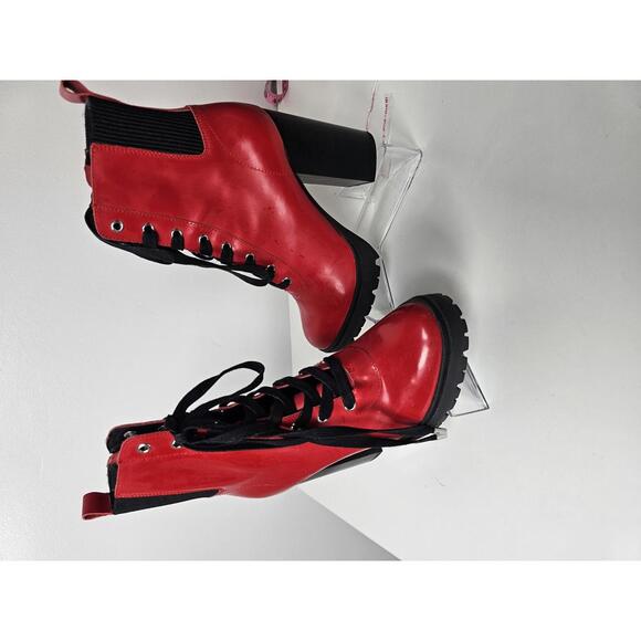 Steve Madden Red Lace-Up High Heel Ankle Boots - Picture 1 of 9